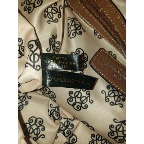 JESSICA SIMPSON Handbag Purse Large Chain Straps Beige Fringe - Picture 7 of 8